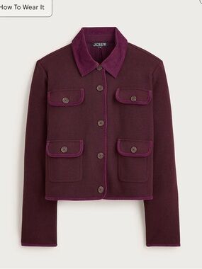 J.Crew Knit jacket in wool blend in oxblood L